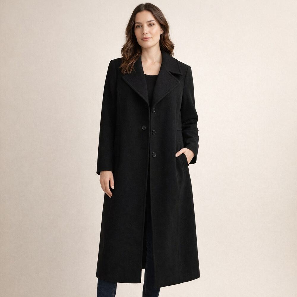 Michael Kors Black Overcoat/Trench Coat Wool Size 12